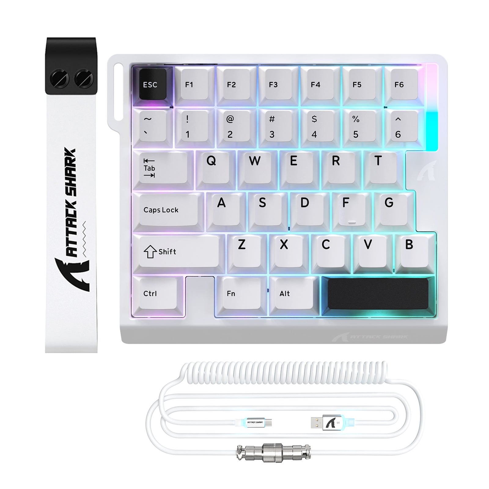 Teclado con interruptor magnético de una mano ATTACK SHARK M36 HE y cable aviador LED ULTRA C01
