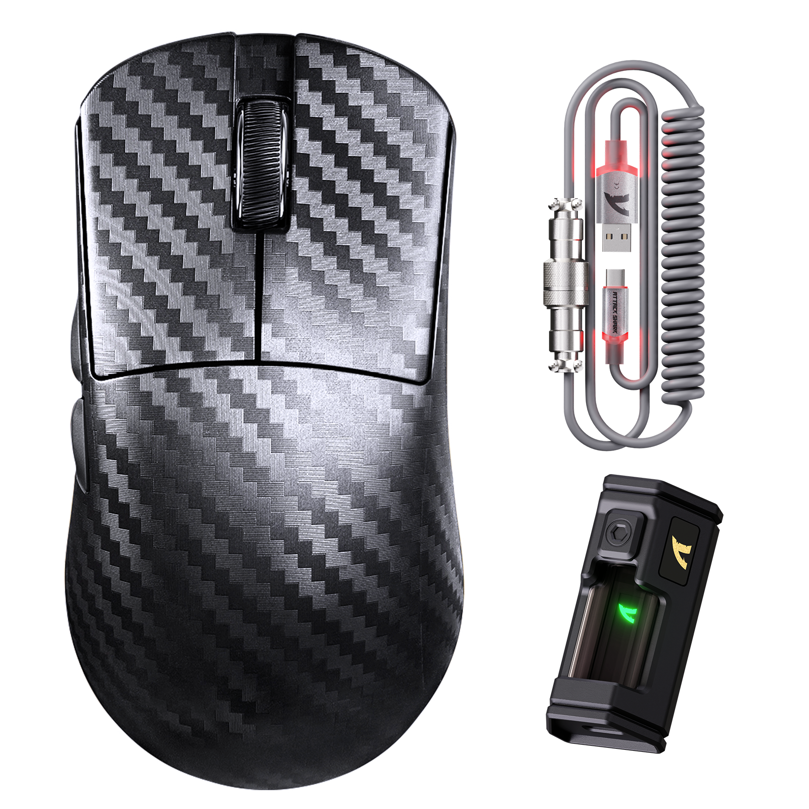 Ratón para juegos inalámbrico ATTACK SHARK R11 ULTRA de fibra de carbono 8K PAW3950MAX con cable LED Ultra C06