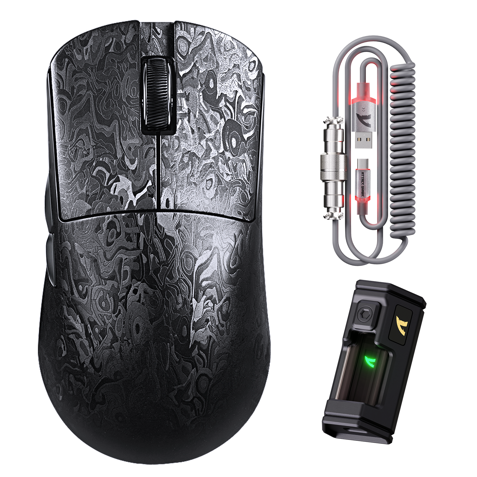 Ratón para juegos inalámbrico ATTACK SHARK R11 ULTRA de fibra de carbono 8K PAW3950MAX con cable LED Ultra C06