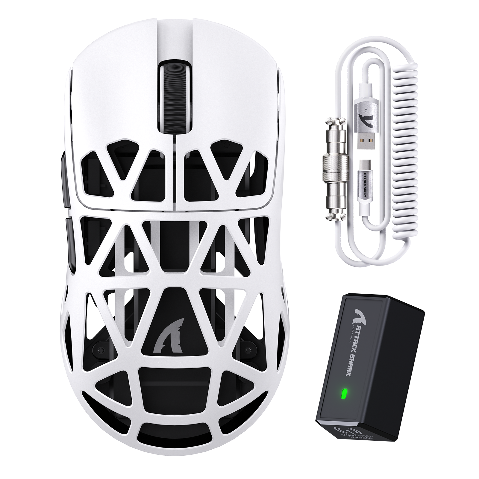 ATTACK SHARK R2 Ratón para Juegos PAW3950 de Aleación de Magnesio 8K con Cable en Espiral para Ratón (No Incluye la Base de Carga)