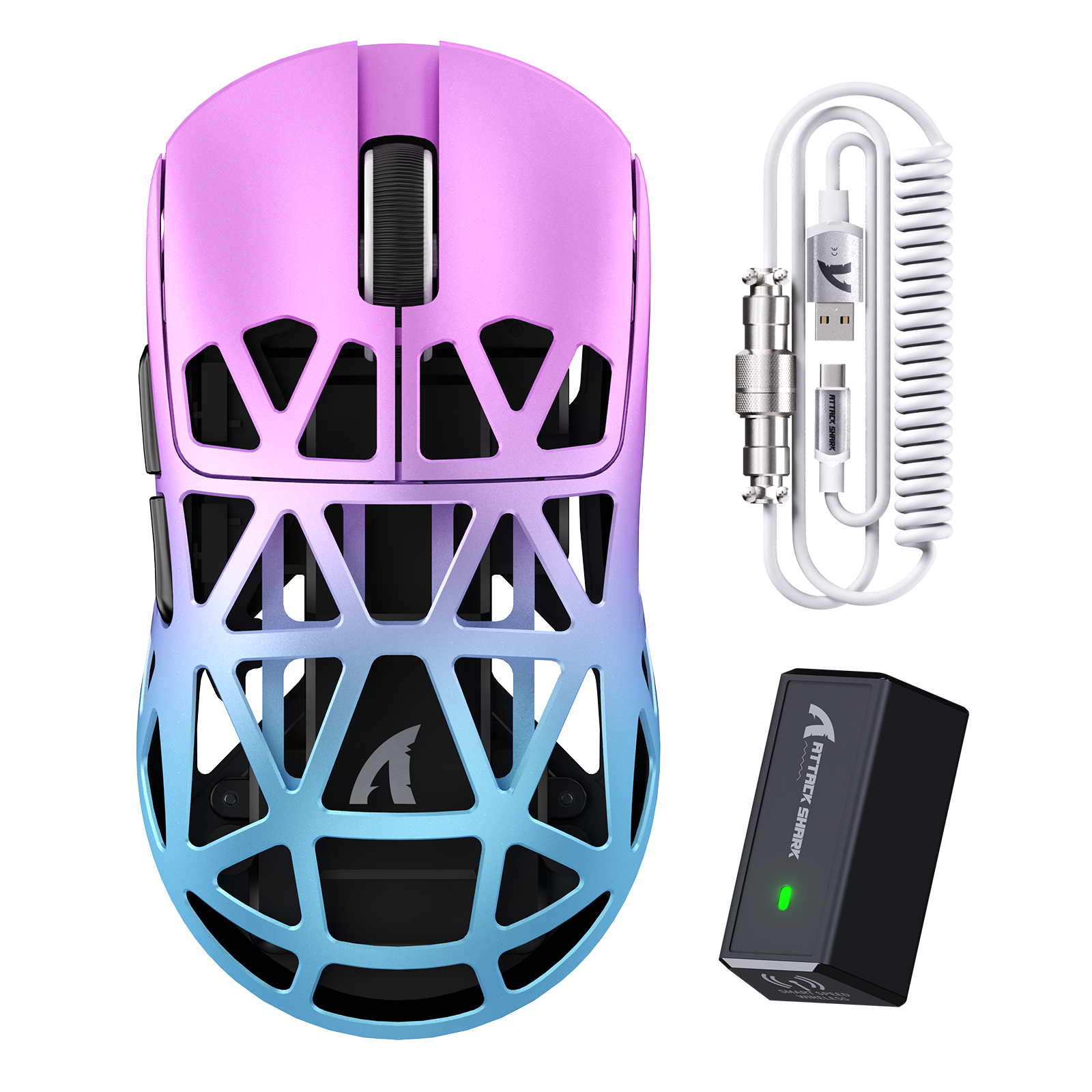 ATTACK SHARK R2 Ratón para Juegos de Aleación de Magnesio PAW3950 8K con Cable Enrollado para Ratón (No Incluye la Base de Carga)
