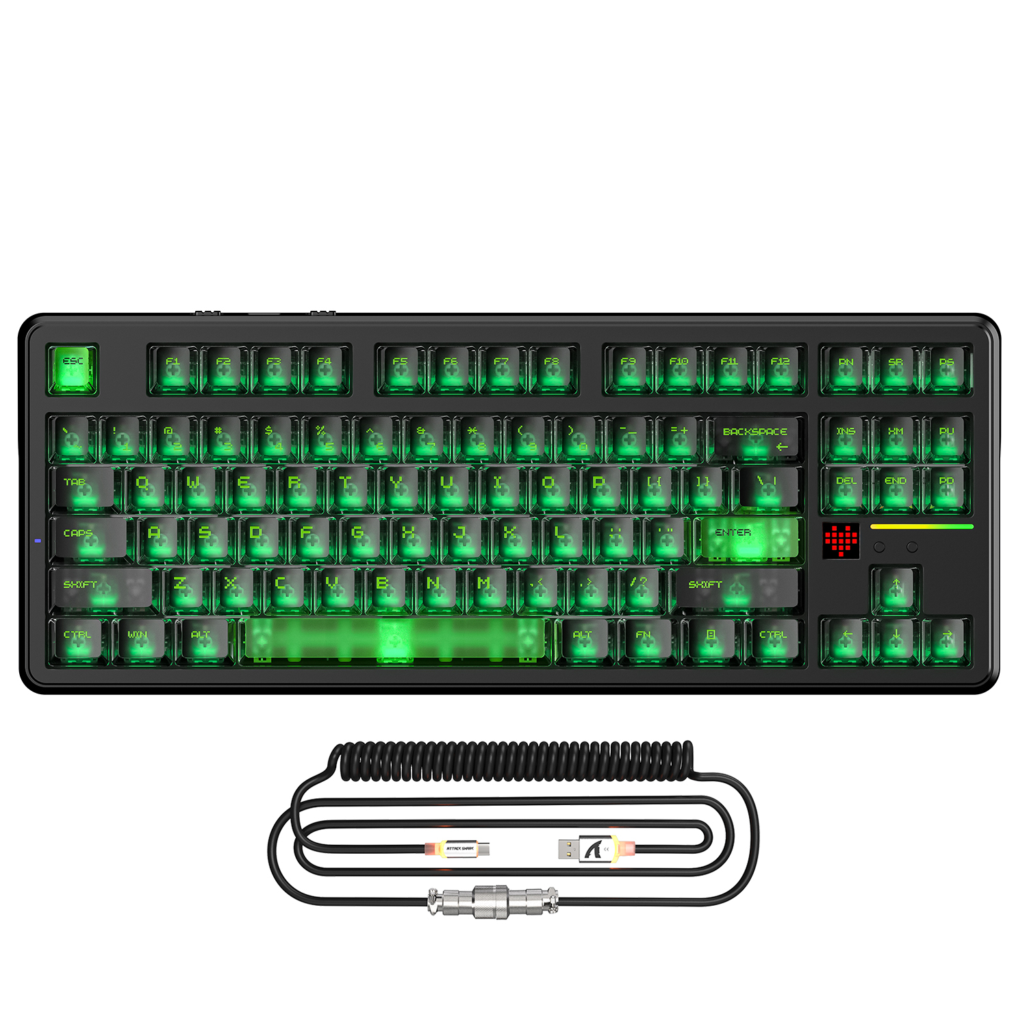 Teclado inalámbrico para juegos ATTACK SHARK X87 ULTRA con receptor 8K y cable en espiral RGB.