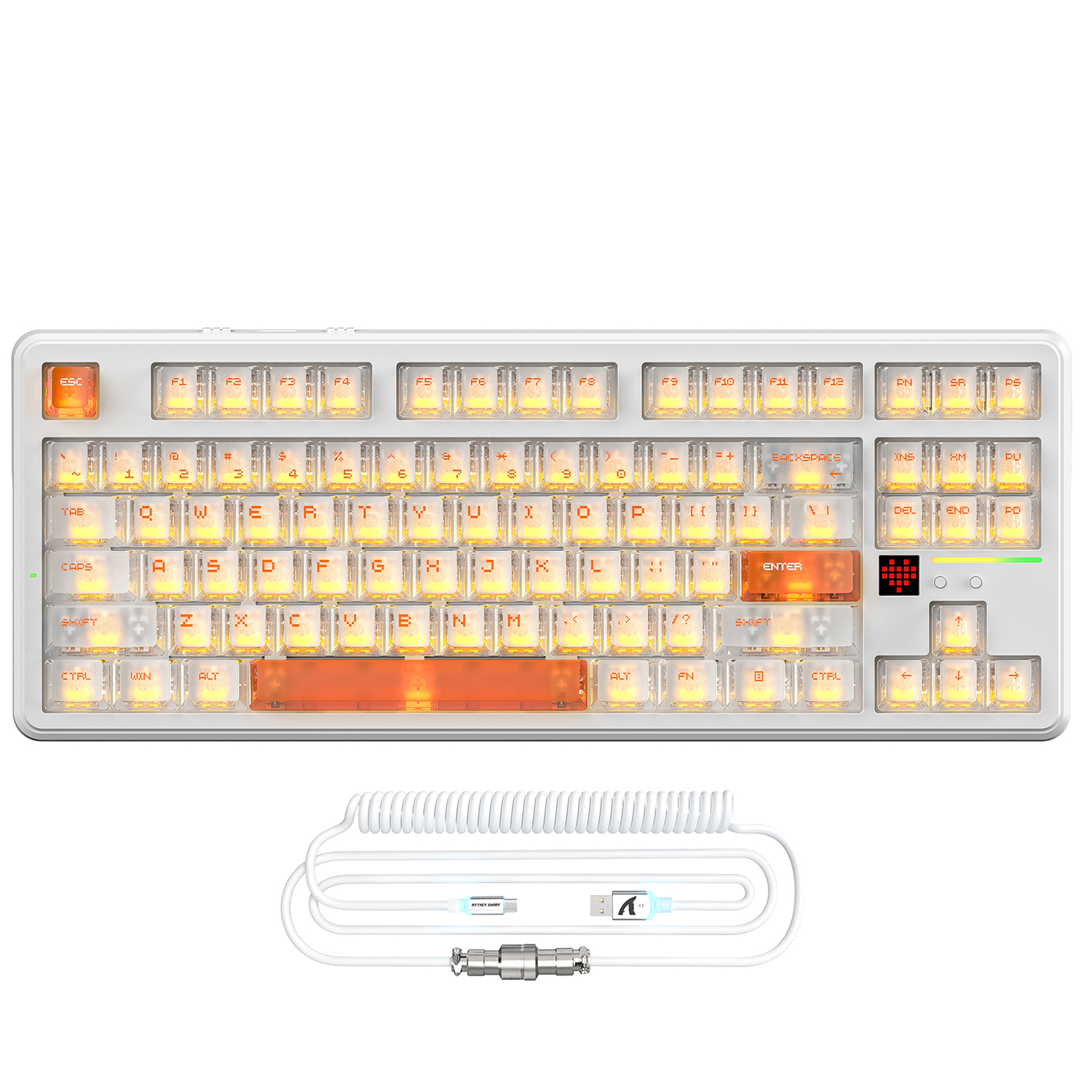 Teclado inalámbrico para juegos ATTACK SHARK X87 ULTRA con receptor 8K y cable en espiral RGB.