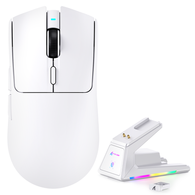 ATTACK SHARK X1 Ratón para Juegos Tri-modo con Touchpad Base de Carga RGB Sensor PAW3395PRO