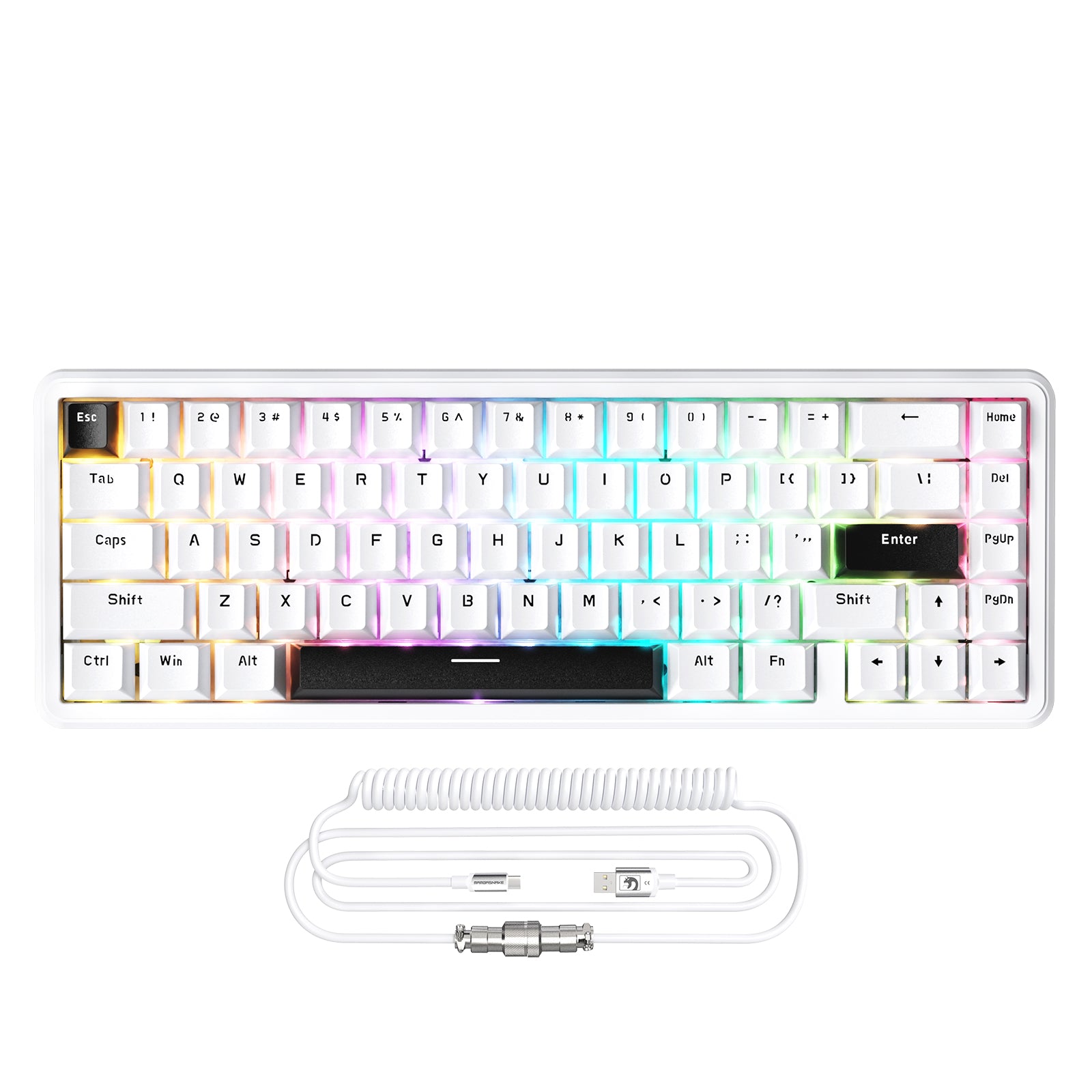 Teclado con interruptor magnético y disparador rápido ATTACK SHARK X65 HE con cable en espiral de 8 KHz