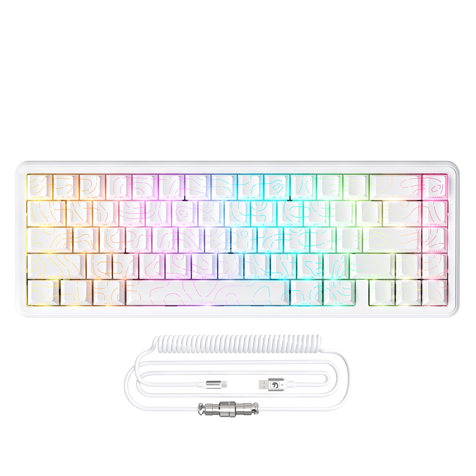 Teclado con interruptor magnético y disparador rápido ATTACK SHARK X65 HE con cable en espiral de 8 KHz