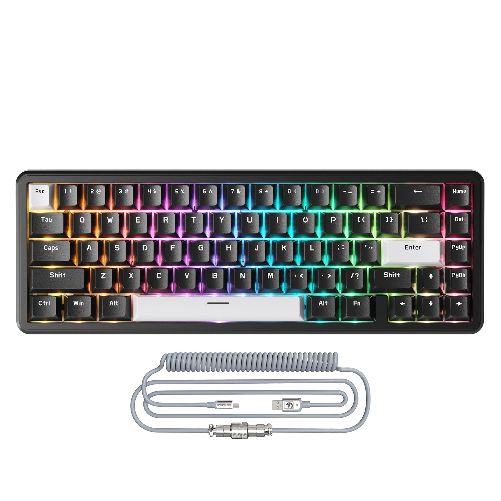 Teclado con interruptor magnético y disparador rápido ATTACK SHARK X65 HE con cable en espiral de 8 KHz