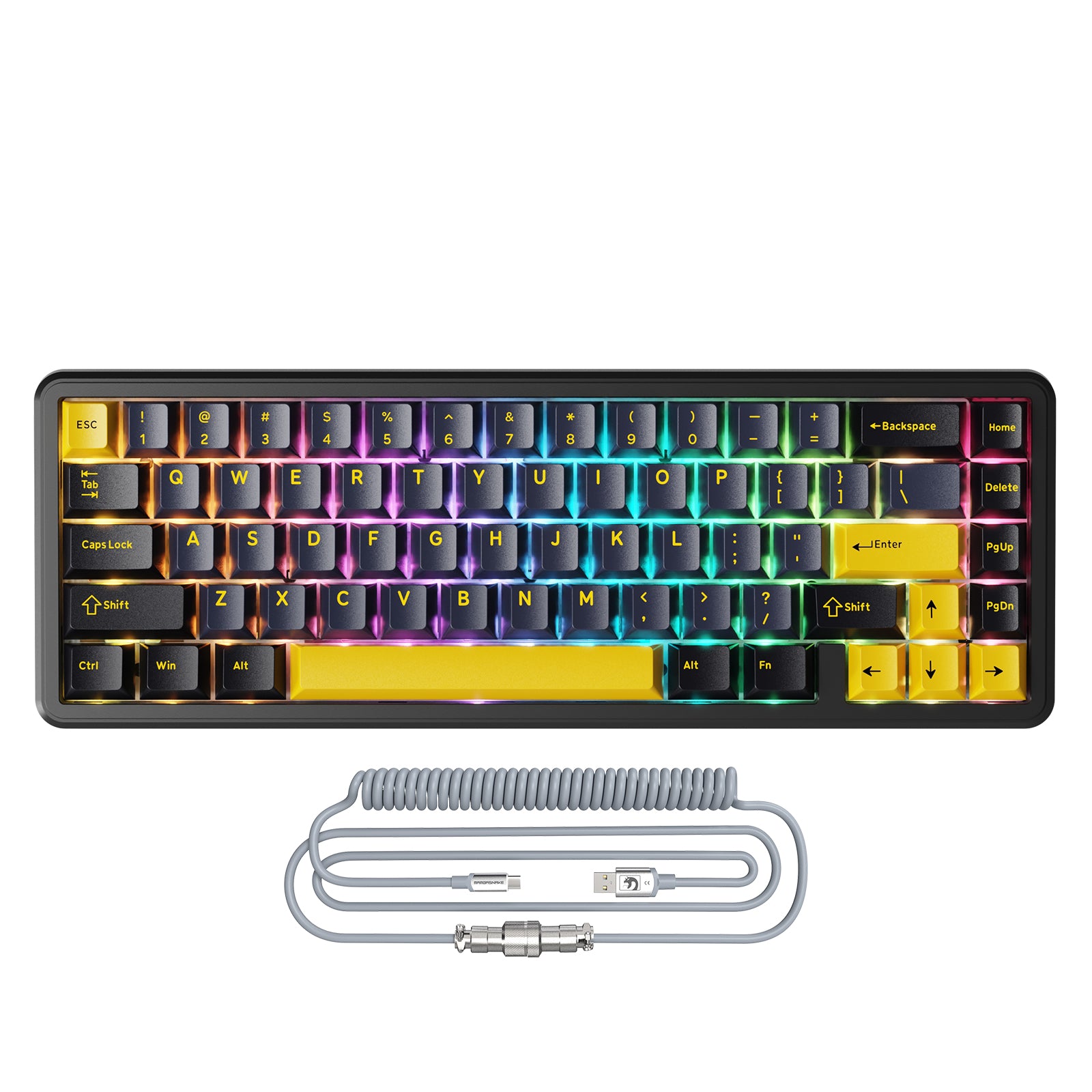 Teclado con interruptor magnético y disparador rápido ATTACK SHARK X65 HE con cable en espiral de 8 KHz