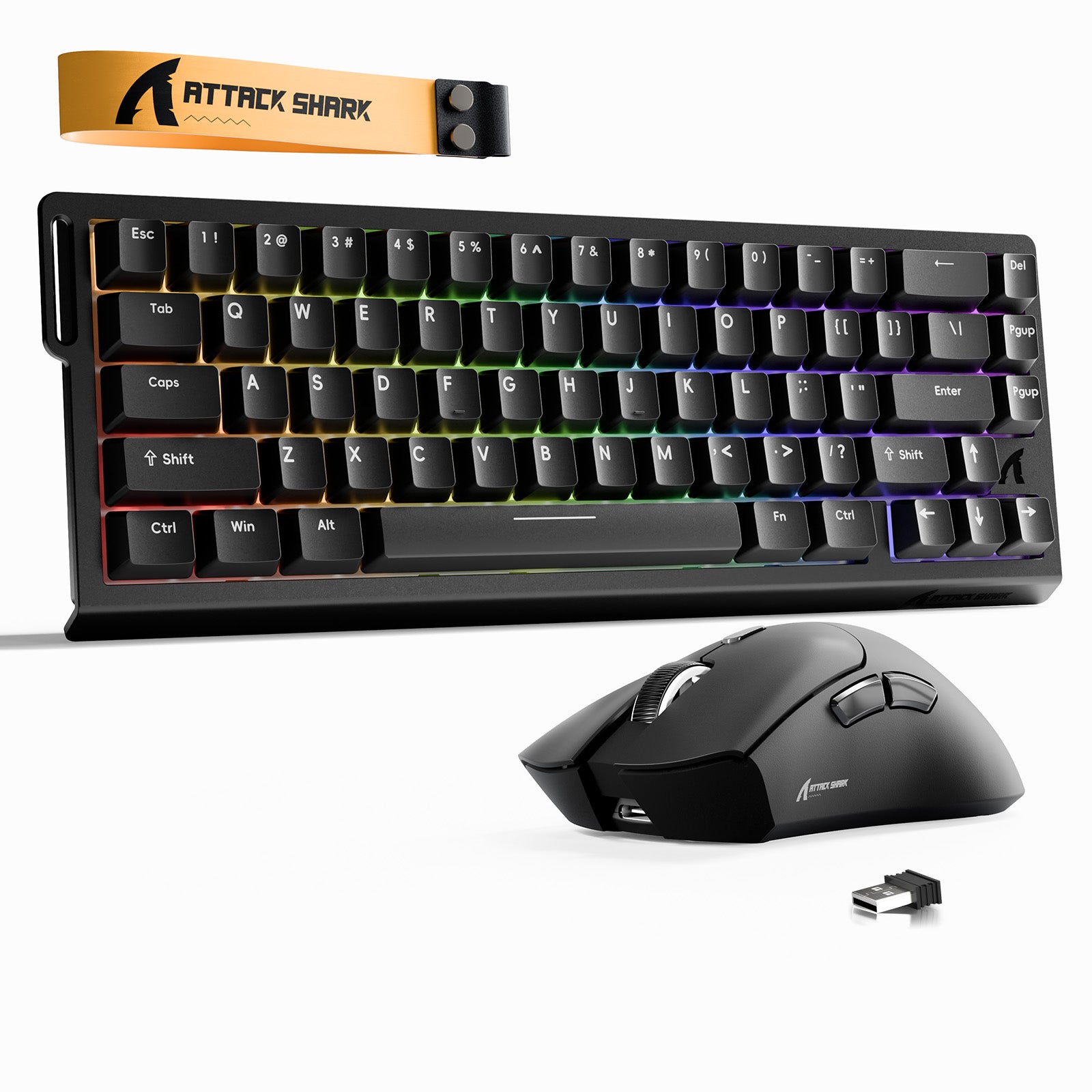 Paquete de teclado ATTACK SHARK X68HE Rapid Trigger + ratón inalámbrico para juegos R1