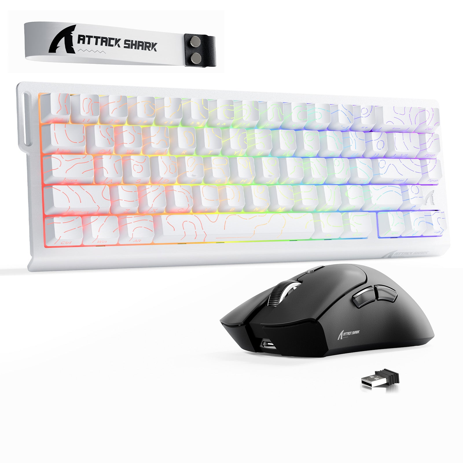 Paquete ATTACK SHARK X68HE Rapid Trigger Keyboard + ratón inalámbrico para juegos R1