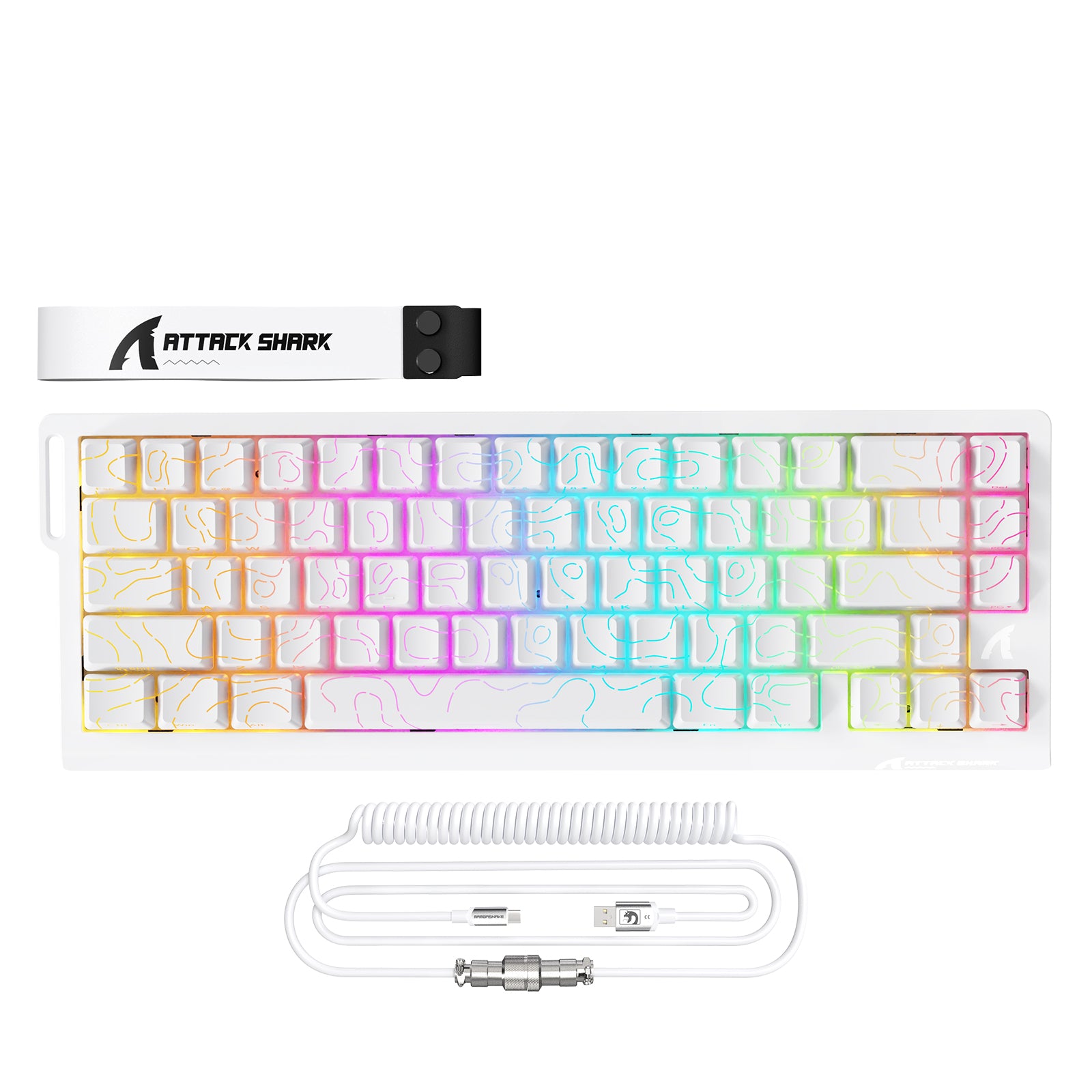 Teclado CNC de aluminio ATTACK SHARK X68MAX HE Rapid Trigger con interruptor magnético y cable en espiral RGB C01Ultra