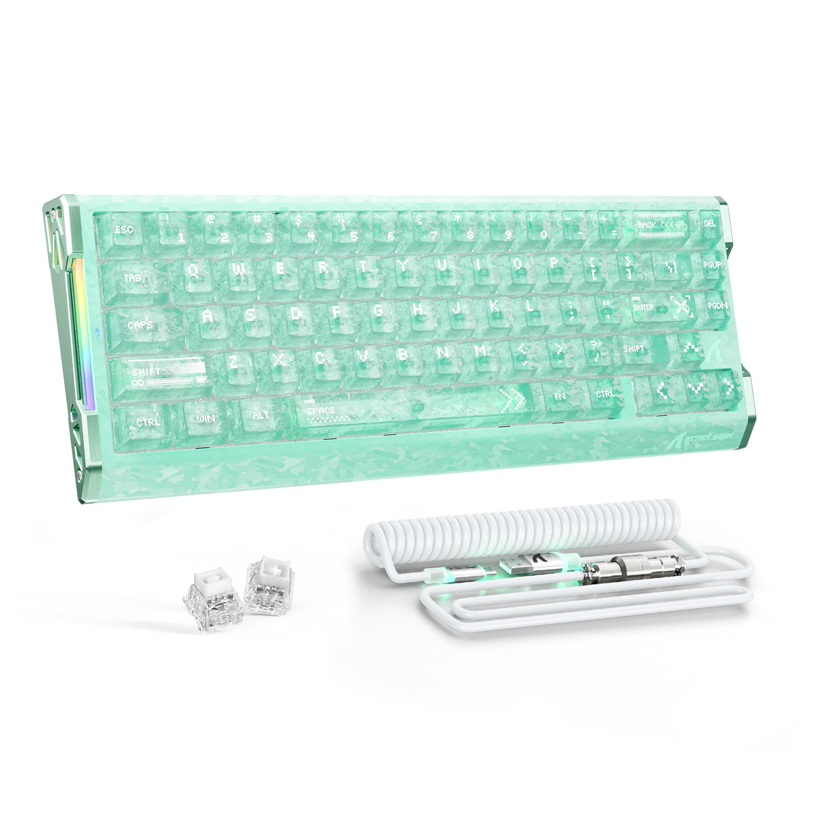 Teclado ATTACK SHARK R68 HE de fibra de carbono con interruptor magnético de gatillo rápido y cable en espiral C01 Ultra RGB