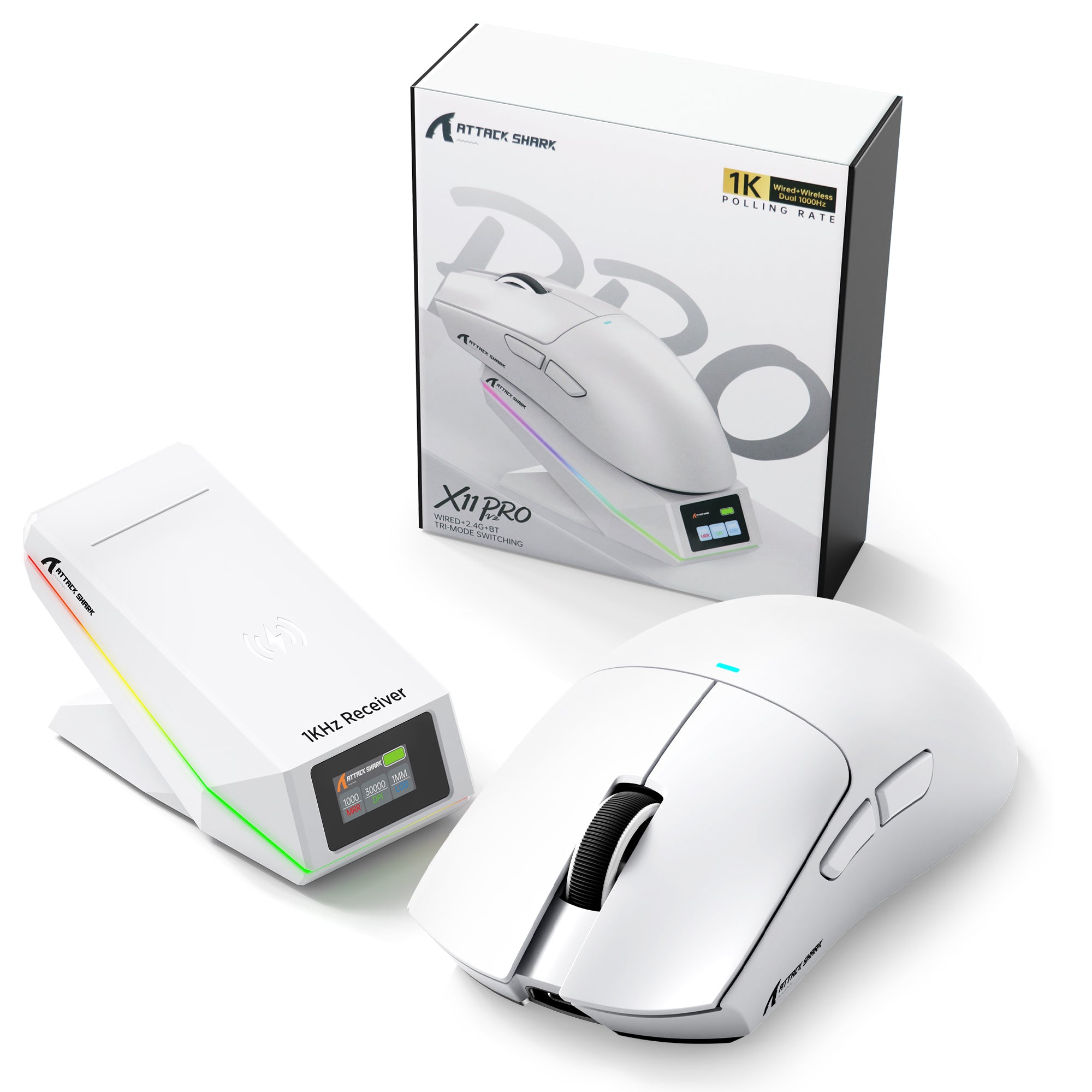 Ratón inalámbrico para juegos ATTACK SHARK X11 PRO V2 con base de carga y pantalla TFT